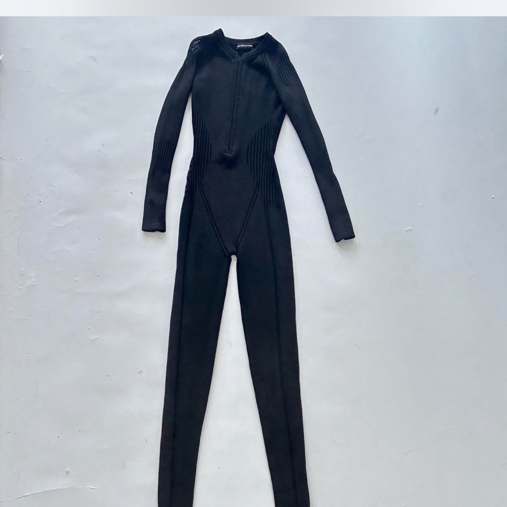 Maniere De Voir Black Ribbed Jumpsuit